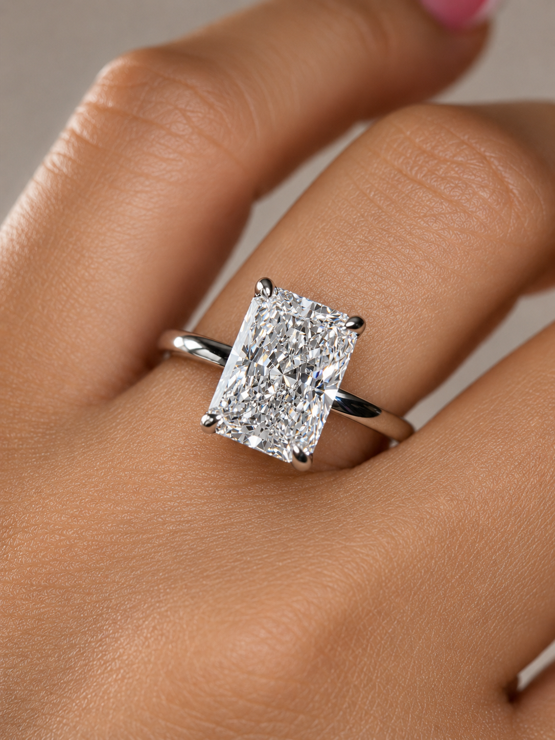 3.11 Carat Radiant Cut Hidden Halo Solitaire Ring
